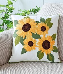 economico -Copricuscini decorativi ricamati, 1 federa morbida, quadrata, per camera da letto, soggiorno, divano, poltrona, pianta floreale