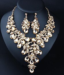 economico -Set di gioielli 3 pezzi Strass Lega Orecchini Collane Per donna Elegante Vintage Moda geometrico Di forma geometrica Parure di gioielli Per Matrimonio Feste Invitati del matrimonio