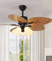 preiswerte -Bauernhaus-Deckenventilator mit Licht und Fernbedienung, 108/130 cm, Industrie-Stil, Metall/Glas, rustikaler brauner Deckenventilator mit umkehrbarem Motor, 110–240 V