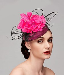 cheap -Fascinators Headpiece Feather Net Saucer Hat Wedding Kentucky Derby Horse Race Ladies Day With Feather Floral Headpiece Headwear