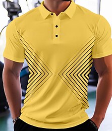 billiga -Bokstav Grafiska tryck Herr Ledigt Mönster POLO Shirt Utomhus Gata Dagligen Polyester Kortärmad Nedvikt Polotröjor Gul Blå Sommar Vår S M L Microelastisk Lapel Polo