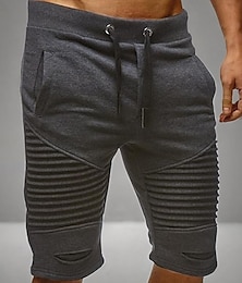 ieftine -Bărbați Pantaloni scurți de sudoare Pantaloni Scurți Bermude Cordon Talie elastică Pliuri Simplu Confort Sport Lungimea genunchiului În aer liber Zilnic Modă Șic Stradă Negru Kaki Micro-elastic