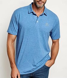 cheap -Men's Polo Shirt Golf Shirt Work Casual Lapel Ribbed Polo Collar Short Sleeve Basic Modern colour Button Pocket Spring & Summer Regular Fit Yellow Pink Blue Purple Green Gray Polo Shirt