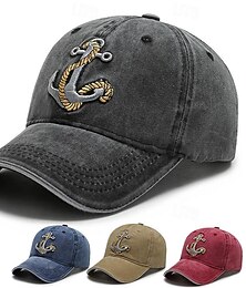 economico -Per uomo Cappellino da baseball Cappello da sole Cappello da camionista Nero Blu marino Poliestere Con ricami Di tendenza Informale Strada Giornaliero Ancora Regolabile Crema solare Traspirante