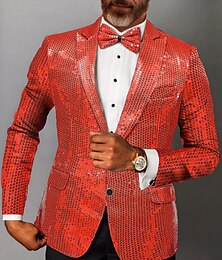 economico -giacca blazer da uomo festa scintillante paillettes tinta unita nero argento rosa vestibilità su misura monopetto due bottoni