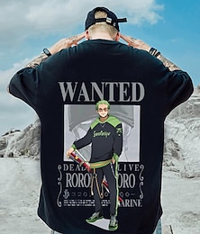 abordables -One Piece Roronoa Zoro Traje de cosplay T-Shirt Dibujos Estampado Patrón Harajuku Gráfico Kawaii Para Hombre Mujer Adulto Mascarada Vuelta al cole Estampado en caliente Calle Casual Diario