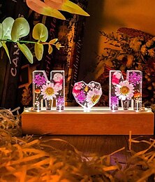 economico -Luci notturne con lettere in resina, regalo di compleanno con fiori essiccati in resina, lampada floreale personalizzata, lampada con nome, regalo per lei, decorazione della casa