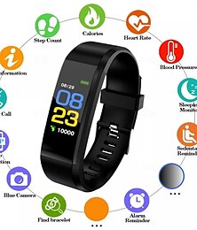 billige -115Plus Smart Watch 0.96 inch Smart armbånd Smartwatch Bluetooth Skridtæller Samtalepåmindelse Sleeptracker Kompatibel med Android iOS Dame Herre Beskedpåmindelse Kamerakontrol Step Tracker IPX-5 19