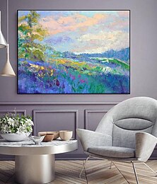 cheap -Handmade Oil Painting Canvas Wall Art Decoration Impression Outskirts Forest Landscape for Home Decor Rolled Frameless Unstretched Painting