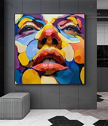 cheap -Handpainted Colorful Facial Paintings Woman Face Painting On Canvas Graffiti Girl Wall Art Modern Decor Abstract Portrait Artwork No Frame