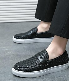 cheap -Men's Sneakers Loafers & Slip-Ons Skate Shoes Penny Loafers Walking Business Casual British Office & Career PU Black Brown Spring Fall