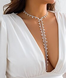 preiswerte -Lange Halskette Strass Steine Damen Elegant Luxus Klassisch Niedlich Y geformt Modische Halsketten Für Hochzeit Party Abiball
