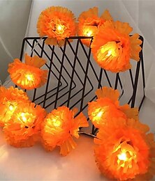 abordables -Guirlande lumineuse élégante de 10 LED pour réception de mariage, guirlande de fleurs de souci fonctionnant sur batterie de 1,5 m/3 m pour la décoration intérieure du jour des morts