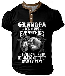 billige -fars dag papa skjorter bedstefar ved alt knytnæve mænds afslappet 3d print t-shirt henley skjorte ferie gå ud kortærmet print klassisk henley tøj