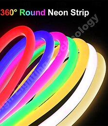 abordables -Bande lumineuse led en néon, tube rond flexible à 360 °, 30m, étanche ip67, corde flexible, décoration de la maison
