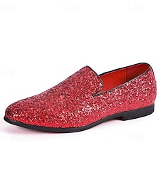 cheap -Men's Loafers & Slip-Ons Sequins Dress Shoes Walking Business British Gentleman Wedding Office & Career Party & Evening Synthetic leather Comfortable Slip Resistant Loafer Silver Black Red Summer