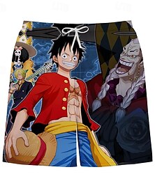 abordables -One Piece Monkey D Luffy Roronoa Zoro Pantalones cortos de playa Pantalones de Surf Vuelta al cole Anime Harajuku Gráfico Kawaii Para Pareja Hombre Mujer Adulto Vuelta al cole Impresión 3D Calle
