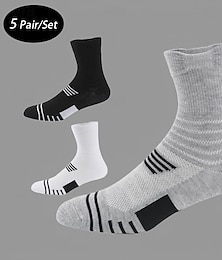 Χαμηλού Κόστους -Ανδρικά 5 πακέτο Πολλαπλές συσκευασίες Κάλτσες Κοντές Κάλτσες Μαύρο Λευκό Χρώμα Ριγέ Αθλήματα & Ύπαιθρος Καθημερινά Διακοπές Βασικό Λεπ΄το Καλοκαίρι Άνοιξη Μοντέρνα Καθημερινό