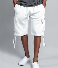 ieftine -Bărbați Pantaloni Scurți Cargo Pantaloni scurți de sudoare Pantaloni Scurți Bermude Cordon Talie elastică Multi Buzunare Simplu Confort Sport Lungimea genunchiului Yoga Zilnic Modă Șic Stradă Negru