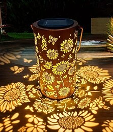 abordables -1 lanterne solaire suspendue d'extérieur, lampes solaires à élément tournesol, lumières de jardin imperméables extérieures, lanternes en métal, lampes de table solaires, lumières LED adaptées aux jardins, cours, pelouses, allées