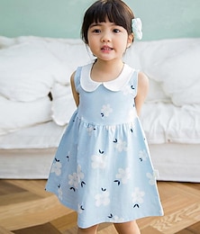 cheap -Toddler Kids Baby Girls Fashion Cute Sleeveless Doll Collar Flower Print Vest Dress Princess Dress