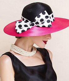 זול -כובעים סיבי באולר / כובע קלושה כובע דלי כובע קש מסיבת תה חתונה חתונה אלגנטית עם כיסוי ראש מנוקד עם קשת