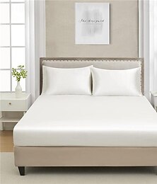 economico -Lenzuolo con angoli in raso rinfrescante, coprimaterasso in tinta unita con fascia elastica, lenzuolo singolo, matrimoniale, king size