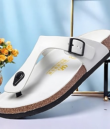 ieftine -Bărbați Sandale Papuci & Flip-flops Sandale plate Microfibre Respirabil Comfortabil Anti-Alunecare Loafer Buclă Alb Rosu Verde