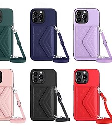 cheap -Phone Case For iPhone 15 Pro Max Plus iPhone 14 13 12 11 Pro Max Plus Mini SE Back Cover with Stand Holder with Lanyard Card Slot Retro TPU PU Leather