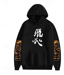 cheap -Haikyuu Hoodie Cartoon Back To School Anime Front Pocket Graphic Hoodie For Couple's Men's Women's Adults' Hot Stamping Casual Daily