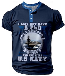 billige -Herre T-shirt Henley-skjorte Skib Henley Tøj 3D-udskrivning Daglig Ferie Kortærmet Trykt mønster Basale Afslappet