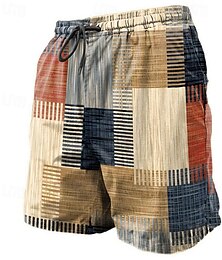 cheap -Color Block Print Men's Shorts Hawaiian Shorts Casual Shorts Pocket Drawstring Elastic Waist Casual Daily Holiday Fashion Streetwear