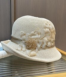 olcso -Lenyűgözők Kalap Fejfedők Tüll Akril / Pamut Halász sapka Fedora kalap Szalmakalap Hétköznapi Szabadság Elegáns Szüret Val vel Strasszkő Toll Sisak Fejfedők