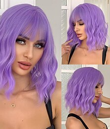 economico -Parrucche sintetiche Uniformi Costumi di carriera Da principessa Riccio Ondulato Parte di mezzo Taglio scalato A macchina Parrucca 14 pollici Viola brillante Capelli sintetici Per donna Cosplay Feste