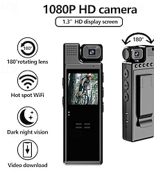رخيصةأون -L9 محمول واي فاي صغير HD 1080P أداة إنفاذ القانون 180 عدسة دوارة للرؤية الليلية فيديو DV كاميرا الحركة
