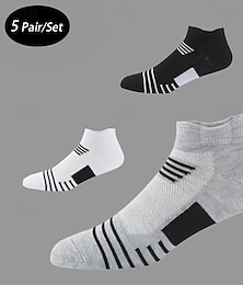 cheap -Men's 5 Pack Multi Packs Socks Ankle Socks Low Cut Socks Black White Color Stripes Sports & Outdoor Daily Vacation Basic Thin Summer Spring Fashion Casual
