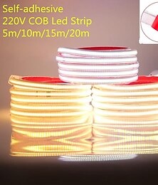 economico -striscia di luce a led impermeabile con dimmer interruttore striscia di luce per piscina spina ue 288 led / m adesivo dimmerabile nastro led ad alta luminosità lampada da esterno impermeabile 1 ~ 5 m 220 v