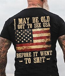 cheap -Graphic American Flag Old Man Retro Vintage Casual Street Style Men's 3D Print T shirt Tee Sports Outdoor Holiday Going out T shirt Black Short Sleeve Crew Neck Shirt Spring & Summer Clothing Apparel