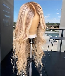cheap -Unprocessed Virgin Hair 13x4 Lace Front Wig 26inch Middle Part Brazilian Hair Natural Wave Blonde Wig 130% 150% 180% Density Balayage Hair For wigs for black women Long Human Hair Lace Wig