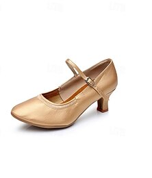 cheap -Women's Modern Dance Shoes Dance Shoes Professional Ballroom Dance Rumba Dancesport Shoes Party Collections Party / Evening Professional Thick Heel Pointed Toe Buckle Adults' Silver Black Champagne