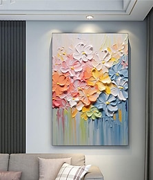 abordables -3d peinture florale colorée peinture à l'huile de fleur peinte à la main abstrait coloré floral paionting art mural peinture florale colorée fleur texturée peinture décoration murale
