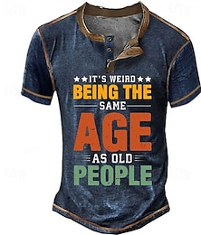 cheap -Graphic Old People Fashion Retro Vintage Classic Men's 3D Print T shirt Tee Henley Shirt Sports Outdoor Holiday Going out T shirt Black Army Green Dark Blue Short Sleeve Henley Shirt Spring & Summer