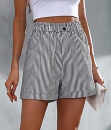 billige -Dame Shorts Fritid hverdag Kort Stripet Sidelommer Pusteevne Bekvem Mikroelastisk Helg Svart Rød Blå Sommer Normal