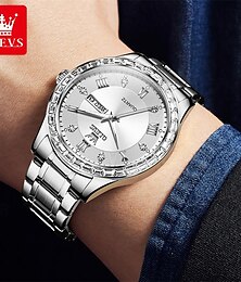 Недорогие -Новые брендовые мужские часы olevs, светящийся календарь недели, кварцевые часы с двойным календарем, водонепроницаемые спортивные мужские часы