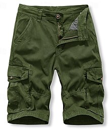 cheap -Men's Tactical Shorts Cargo Shorts Shorts Button Drawstring Multi Pocket Plain Wearable Short Outdoor Daily Going out 100% Cotton Fashion Classic Black Army Green