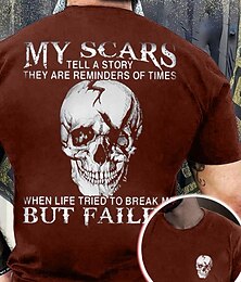 cheap -Skull Mens 3D Shirt For My Scars Tell Story They Are Reminders Of Times | Green Summer Cotton | Graphic Prints Black Wine Navy Blue Tee Casual Style Men'S Blend Basic Modern Contemporary Short