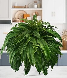 billige -UV Resistant Lifelike Artificial Boston Fern, Artificial Ferns for Outdoors, Faux Ferns Fake Ferns Artificial Plants, Fake Boston Fern for Porch Window Home Decor