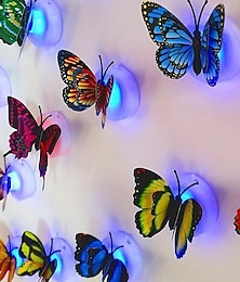 abordables -10 luces nocturnas 3D que cambian de color con linda mariposa, luz nocturna LED, adecuada para dormitorio, baño, inodoro, escaleras, cocina, pasillo, luz nocturna compacta, blanco cálido