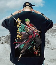 abordables -One Piece Roronoa Zoro Costume de Cosplay Manches Ajustées Dessin Animé Imprime Motif Harajuku Art graphique Kawaii Pour Homme Femme Adulte Mascarade Rentrée scolaire Estampage à chaud Plein Air