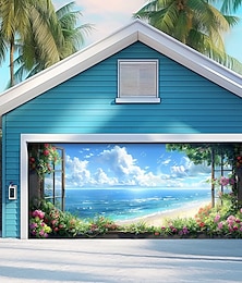 abordables -Bannière de couverture de porte de garage extérieure, paysage de plage d'été, belle grande décoration de toile de fond pour porte de garage extérieure, décorations murales de maison, événement, fête,